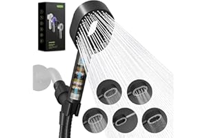 Hibbent Filtered Showerhead with Handheld, High Pressure 5 Sprays Handheld Shower Head with Brass Holder& 71" Metal Hose, Wat
