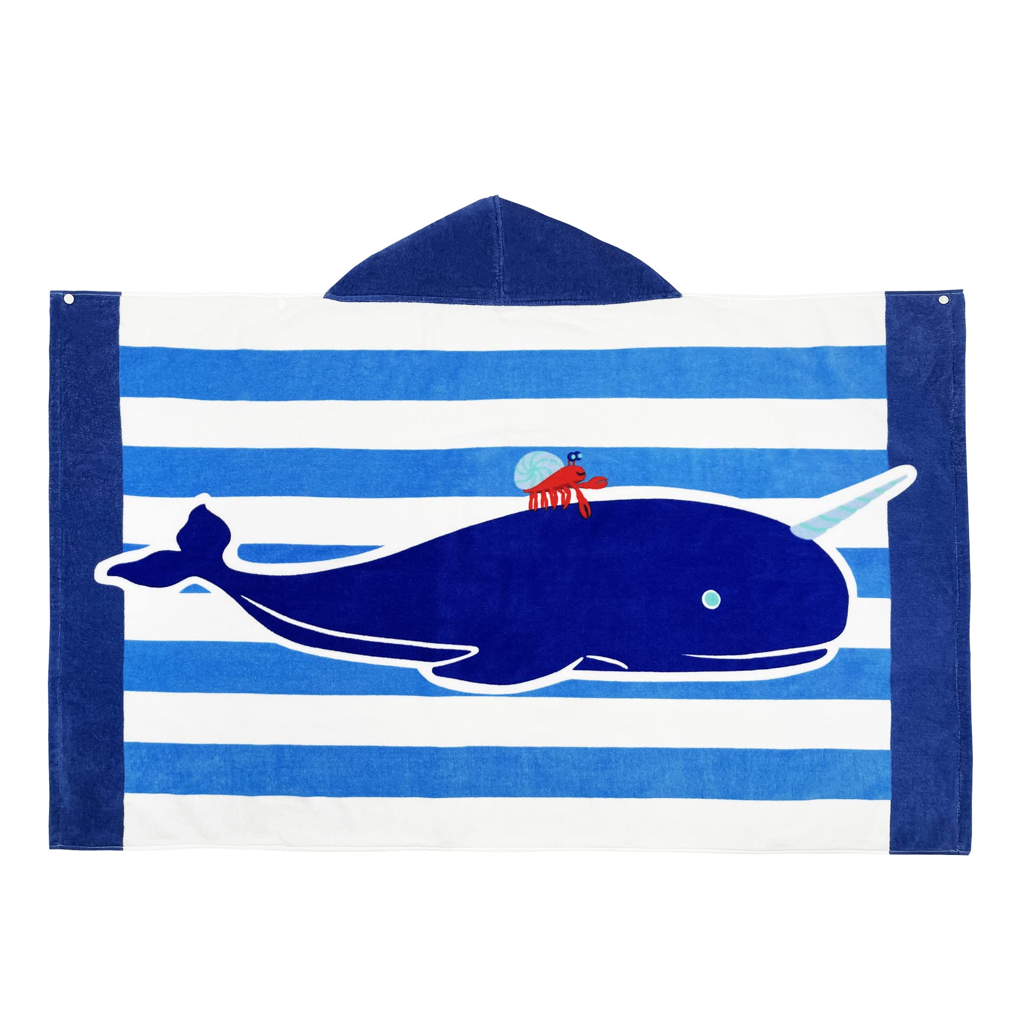 Fewlby Boys Hooded Beach Bath Towel, 100% Cotton Bathrobe Kids Cartoon Hooded Bath Blanket Swimming Towel Surfing Poncho, 30"*50", Narwhal