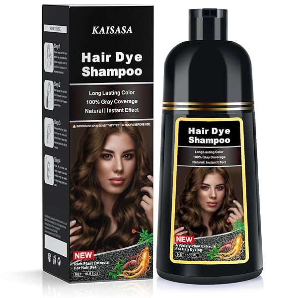 BOJICA HAIR DYE SHAMPOO FOR WOMEN & MEN, 3 IN 1 PERMANENT SHAMPOO FOR COLOR TREATED HAIR, NATURAL HERBAL INGREDIENTS SHAMPOO FOR GREY HAIR COVERAGE, LIGHT BROWN-16.9 FL OZ