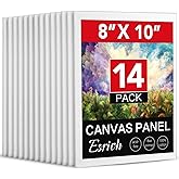 ESRICH Canvases for Painting 8x10In,14 Pack Blank Canvas Boards Bulk - Cotton Art Canvas for Oil, Acrylic & Watercolor Painting.