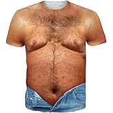 Fanient Hairy Chest for Mens T-Shirts Funny Graphics Crewneck Pattern Short Sleeve Tee Shirts