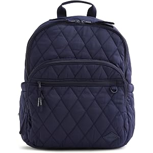 Vera Bradley Women's Performance Twill Bancroft Backpack – 15" Laptop Sleeve, Water Resistant – Peacoat, 24L
