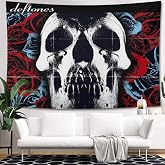 Tyericnckax Vintage Skull Wall Tapestry 40×60 Inches – Gothic Music Decor for Bedroom & Living Room, Ideal Gift for Metalheads
