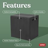 Keter City 30 Gallon Resin Outdoor Storage Box Patio Table Dark Grey view 3