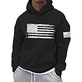 Sulayesh American USA Flag Hoodie for Men Patriotic Vintage Graphic Hooded Sweatshirts Long Sleeve Pocket Pullover Tops