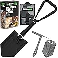 Rhino USA Folding Survival Shovel w/Pick - Heavy Duty Carbon Steel Military Style Entrenching Tool for Off Road, Camping, Gar