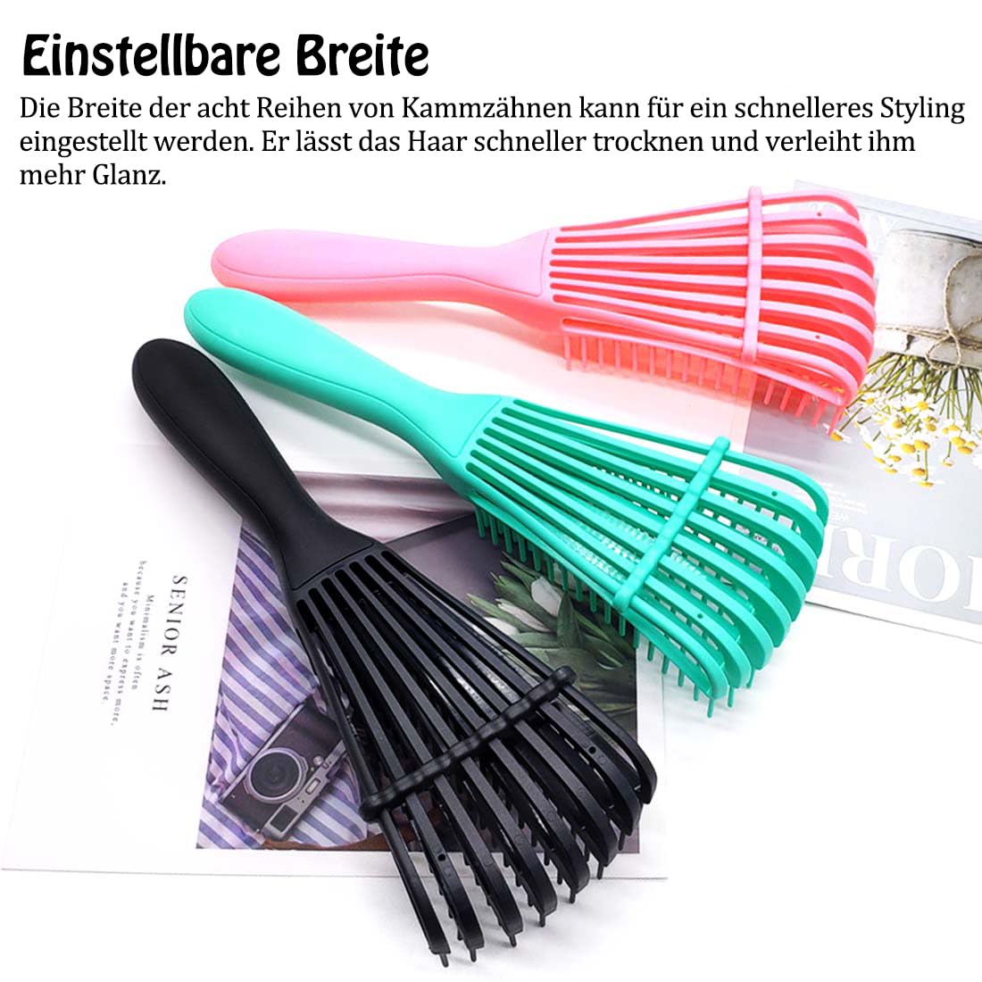 3 Pack Hair Detangler Brush for Afro America/African Textured 3a to 4c Kinky Wavy/Curly/Coily/Wet/Dry/Oil/Thick/Long Hair, Detangling Brush for Natural, Exfoliating Your Scalp for Beautiful