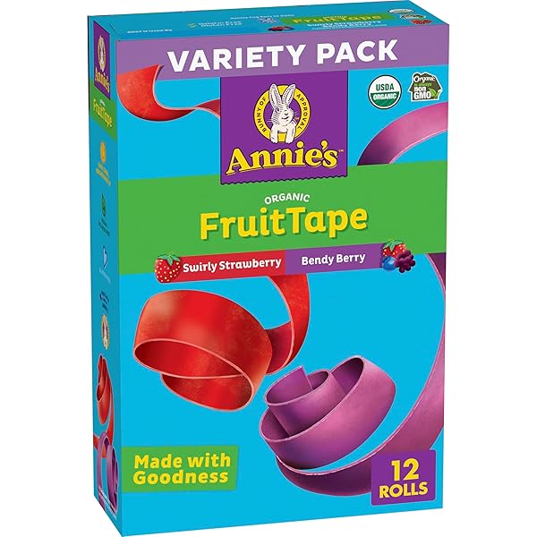 ANNIE’S ORGANIC FRUIT TAPE, SWIRLY STRAWBERRY AND BENDY BERRY, GLUTEN FREE, VARIETY PACK, 12 ROLLS, 9 OZ