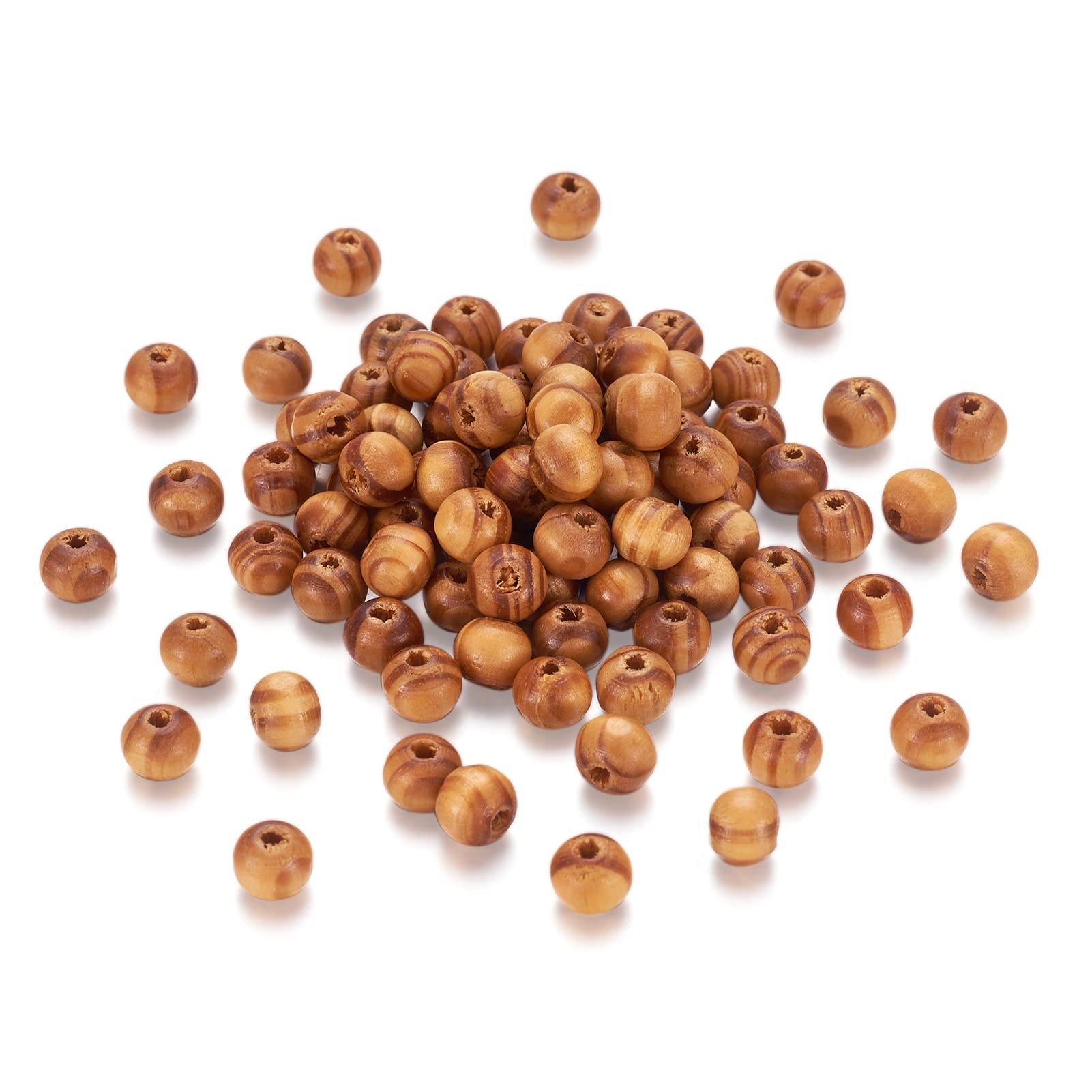 PandaHall 200Pcs Round Wooden Ball Spacer Loose Beads 8mm Burlywood Charm Beads for DIY Jewelry Craft Making