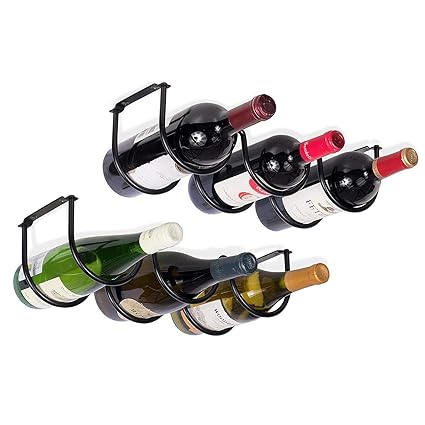 INDIAN DECOR 410002 Under Cabinet Durable Iron Wine Storage Rack for 6 Liquor Bottles/Wine Rack/Bottle Holder Black