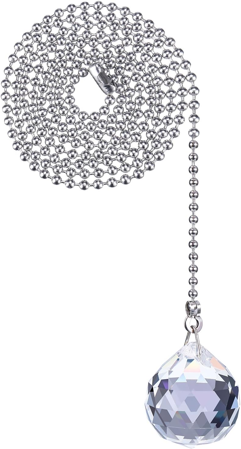 Hestya 2 Sets Clear Crystal Pull Chain Extension with Connector for Ceiling Light Fan Chain, 1 Meter Length Each (Style A) - - 