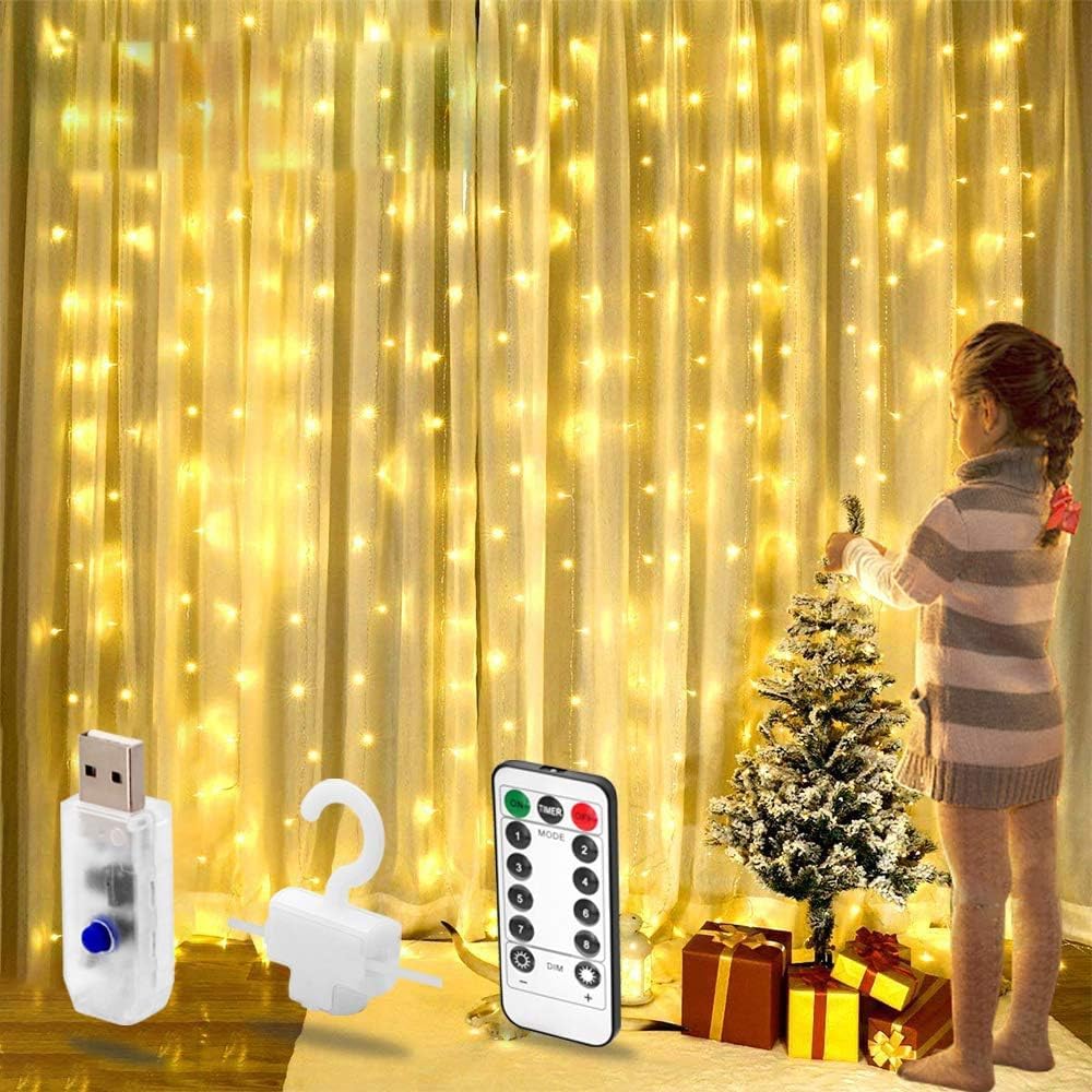 Aatif.L 2023 Upgraded Curtain Fairy Lights, LED Window String Light with 16 Colors, 3m x 2m Copper Wire Connectable Waterproof Lights for Indoor Outdoor Bedroom Wedding Party Gazebo Garden