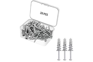 30 Set #8 Heavy-Duty Self-Drilling Drywall Anchors Kit with Screws, Zinc Alloy Wall Anchors (1.22"x0.51") Holds 44LB, No Dril