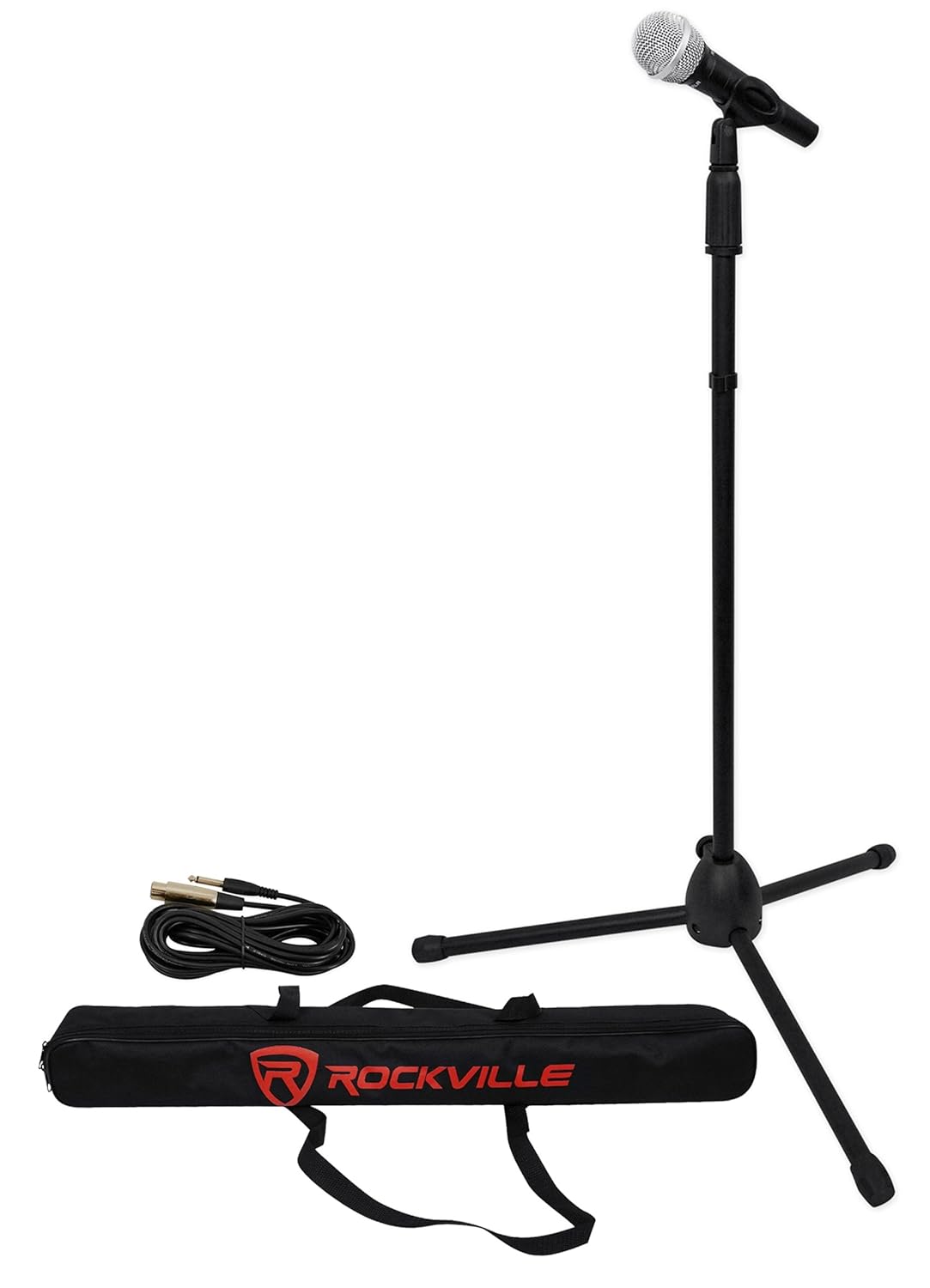 Rockville Pro MIc Kit 1 - High-End Metal Microphone+Mic Stand+Carry Bag+Cable