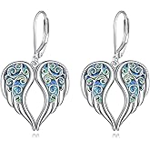 YFN Angel Wings Earrings 925 Sterling Silver Guardian Angel Dangle Drop Earrings Angel Wings Jewelry for Women Gifts