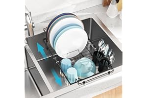 GSlife Sink Dish Drying Rack - Expandable Over Sink Dish Rack (31.5-43.4cm), in Sink Dish Drainer Drying Rack, Kitchen Counte