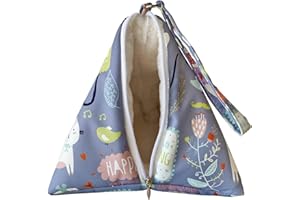 YMID SELECT Handmade Sugar Glider Bonding Pouch Hamster Carrier Bag Small Animal Portable Travel Bag Breathable Vent for Squirrel Rat (Mist Blue with Faux Rabbit Fur Inner)