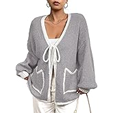 EliteLand Women's Plus Size Cardigan Sweater Knit Open Front Long Sleeve Cover Up Casual Tops with Side Pockets (L-4XL)