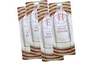 BANBERRY DESIGNS Chrome Vinyl Coated Plate Hanger 10 to 14 Inch Pack of 4 Hangers - Plate Hangers for The Wall
