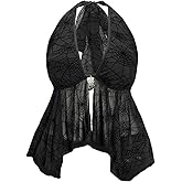 Verdusa Women's Plus Size Y2k Goth Halter Top Spiderweb Mesh Sheer Rave Club Backless Peplum Tops