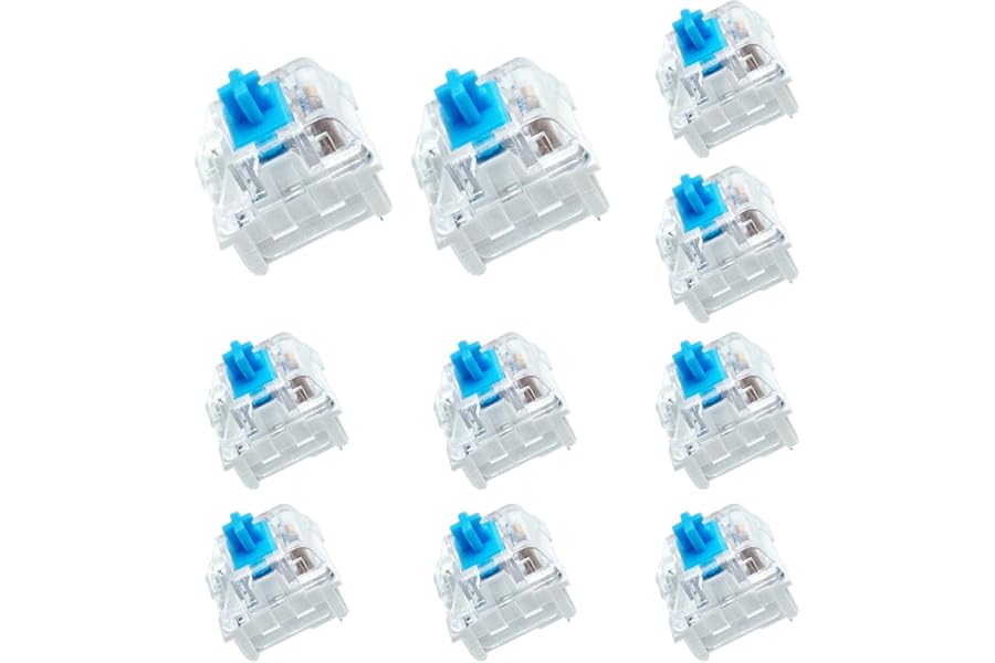 BlingKingdom 10 PCS Mechanical Keyboard Switches, MX Clicky Blue for Gaming | 3 PIN Keyboard Keys, Switch Replacement Keyboar