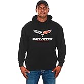 JH DESIGN GROUP Mens Chevy Corvette Hoodie C6 Series Logo Black Sweatshirt
