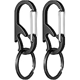 TISUR Titanium Carabiner Keychain Clip, Anti-Lost Key Ring Holder, Self-Locking Metal Gate Clip Key Chain Bottle Opener for Men Women