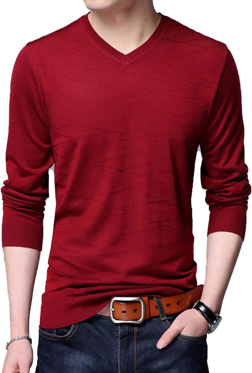 ACD suéter de Lana Tejida para Hombre, Casual, Cuello en V, para Hombre