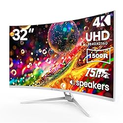 CRUA 32" White Curved Monitor, 4K