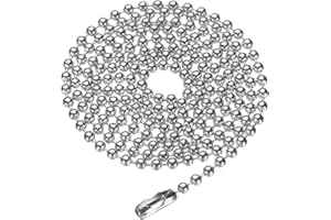 HARFINGTON Stainless Steel Beaded Ball Chain 2.4mm 27.6" Length 316L Round Bead Necklace Dog Tag Pull Chains with Connectors 