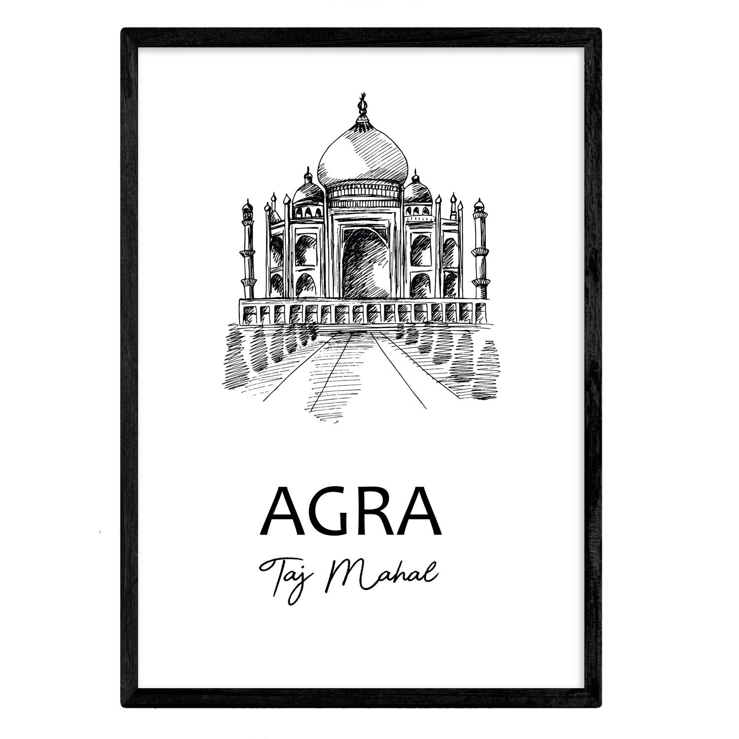 Nacnic Poster Agra - Taj Mahal. Sheets with monuments of cities. A3 size — image 1