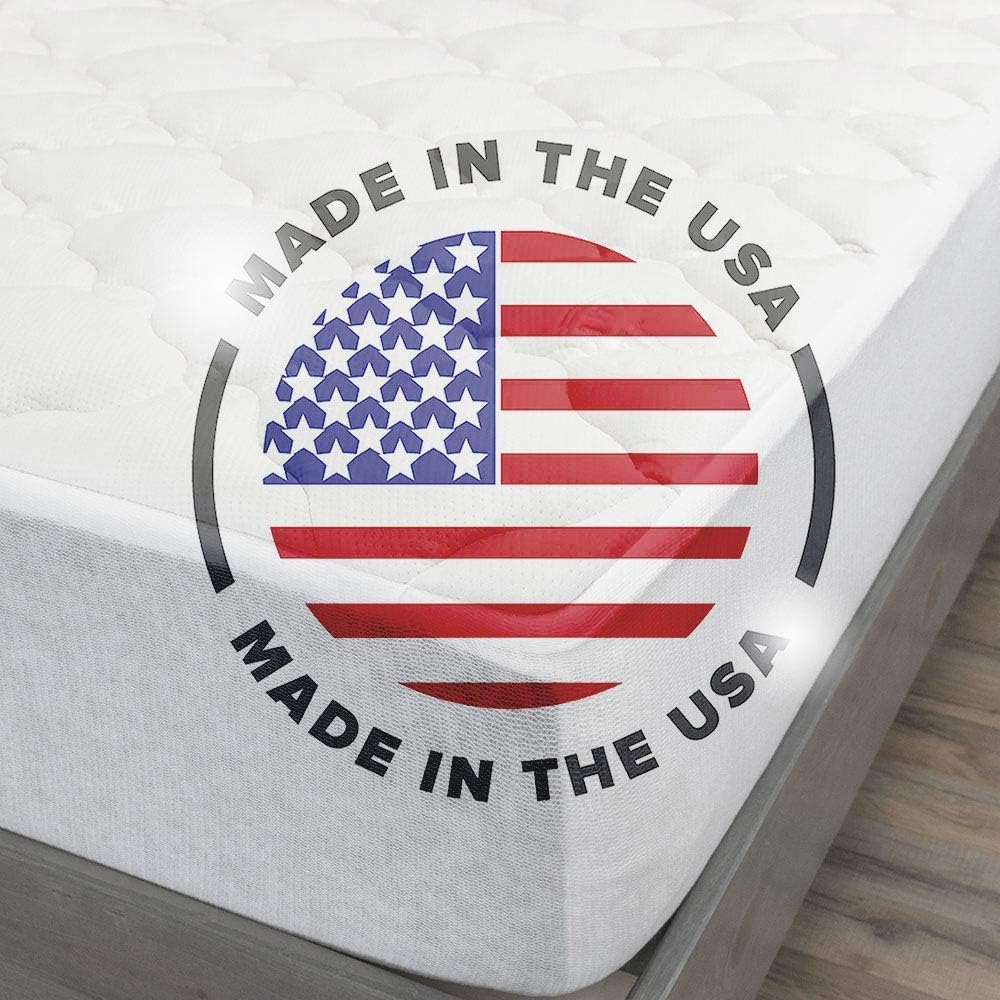 ExceptionalSheets King Size Mattress Pad with Fitted Skirt - Cooling Mattress Pad with Extra Plush Rayon from Bamboo Topper - Hypoallergenic Bamboo Mattress Pad - Made in The USA, King: Home & Kitchen