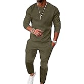 UOUA Mens 2 Piece Sweatsuits Set Long Sleeve Sweatshirt Jogging Sweatpants Tracksuits Outfits