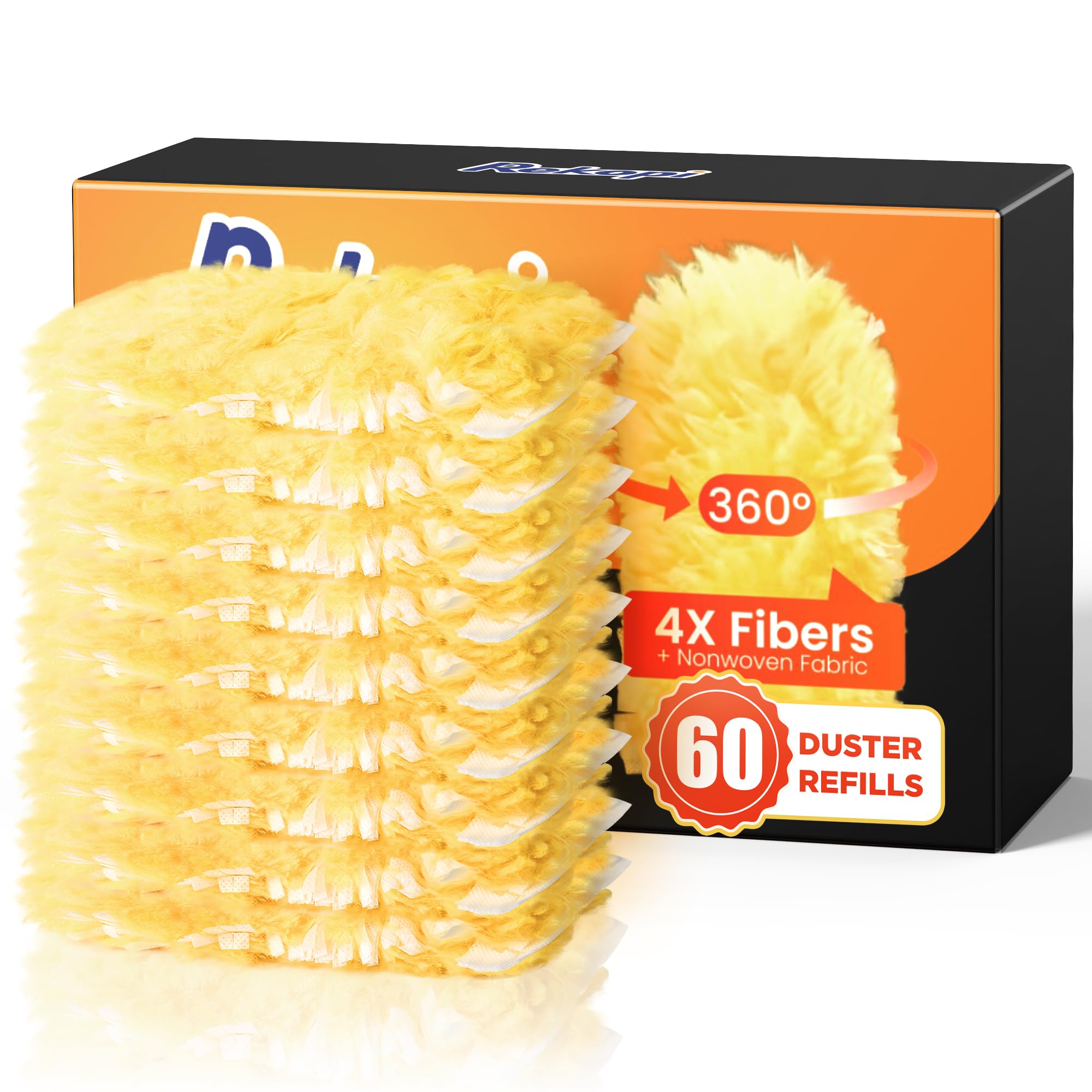 Photo 1 of 60 Count Heavy Duty Duster Refills for Swiffer, Multisurface 360° Larger Size Dusters with 4X Microfibers, Unscented Disposable Dusters for Cleaning Home, Blinds, Fans, Corners (Only Duster)