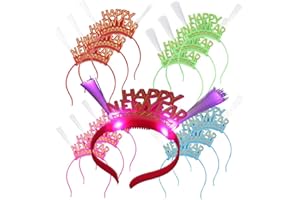 The Electric Mammoth Light Up New Year’s Headbands – Set of 4 – LED Unisex Party Fashion Hair Hat Flashing Kids