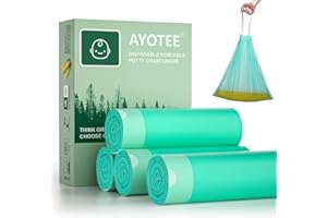 Compostable Potty Bags for Portable Toilet Kids, AYOTEE Drawstring Portable Potty Liners for Portable Potty, Convenient Travel Universal Potty Chair Liners for Toddlers, Pet and Outdoors（100PCs）