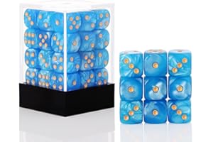 HANDAN 36 of Pack 12MM 6 Sided Dice Set,Pearl Pattern Game MINI Dice Set, 6 Sided Standard Dices for Yahtzee, Bunco or Teaching Math,with Portable Plastic Box(Blue Pearl)