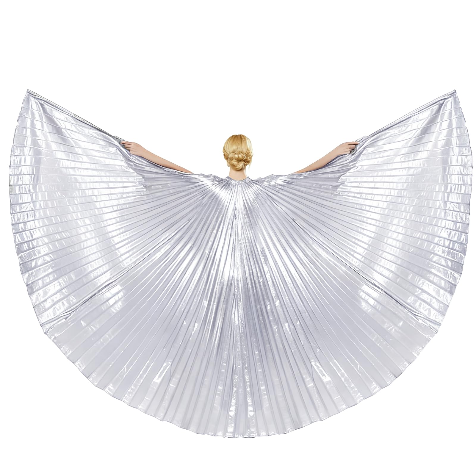 Baisdan Angel Isis Wings (Wings + Stick+ Carrying Bag) Egyptian Belly Dance Carnival Costumes Butterfly Wings Silver