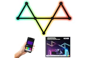 CYANCLIFF Smart Wall Lights Lines, WiFi RGB LED Light Bars for gaming room, Music Sync 16M+ Colors Dimmable, DIY Home Decor Perfect for Gaming & Parties, Work with Alexa and Google Assistant(9 Pcs, Black)