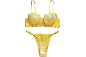 Lilosy Sexy Floral Embroidered Mesh Women Underwire Push Up Lingerie Set
