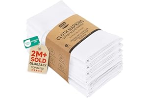 Utopia Kitchen White Cloth Napkins [12 Pack, 18x18 Inch] Absorbent Cotton Blend Washable and Reusable for Dinner, Restaurant,