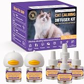 Cat Calming Pheromone Diffuser Kit &ndash; 2 Plug-Ins &amp; 4 Refills (48ml), Cat Anxiety &amp; Stress Relief, Multi Cat Calming Diffuser, Reduces Fighting, Spraying, Scratching &amp; Aggression, Drug-Free for All Cats