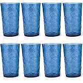KX-WARE 26-ounce Acrylic Water Glasses Plastic Tumbler Larger Drinking Glasses, set of 8 Blue