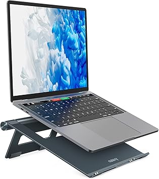 Amazon Com Nulaxy Foldable Laptop Stand Portable Aluminum Computer Riser Adjustable Macbook Cooing Holder For Macbook Air Pro Dell Hp Lenovo From 10 15 8 Laptops Grey Electronics