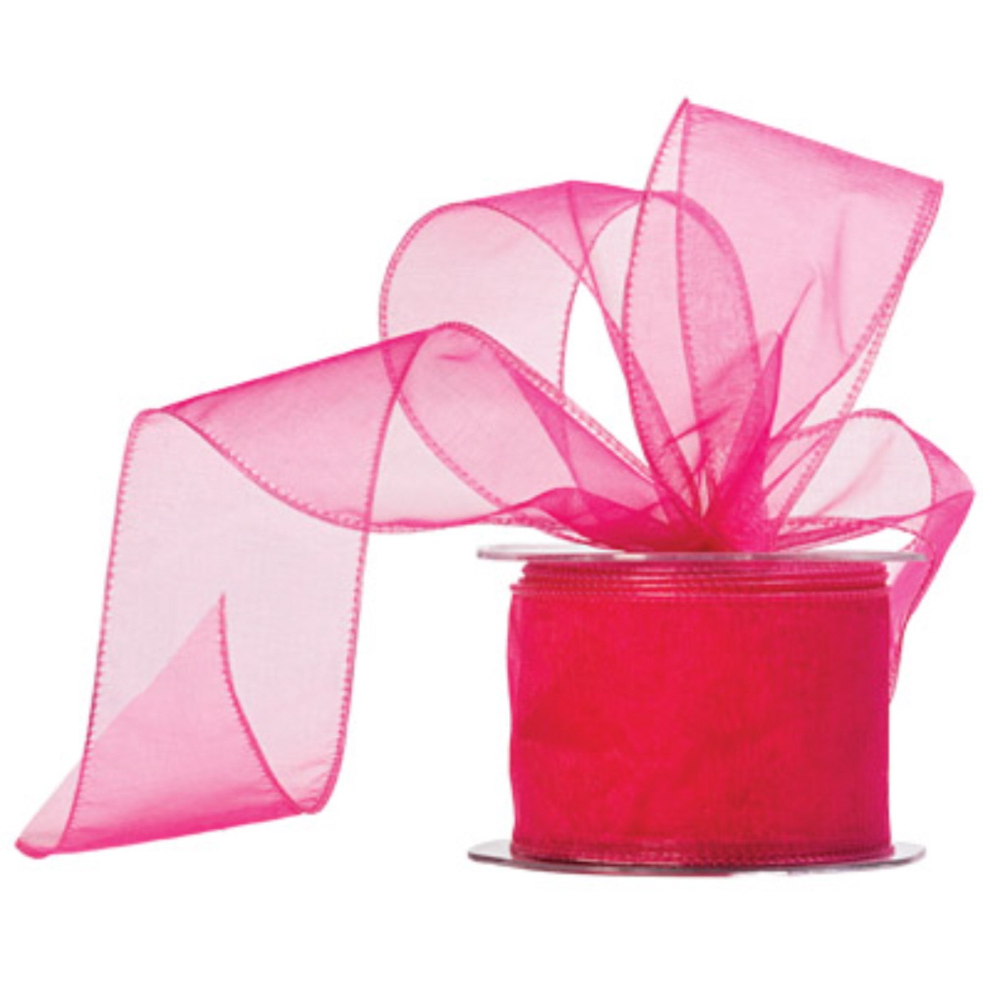 Truly Madly Deeply Fuchsia 60mm Wide x 20 Metre Long Reel of Wired Organza Ribbon. Great for Birthday Decoration, Gift wrap, Christmas Ribbon, Wreath Making Supplies, DIY Crafting