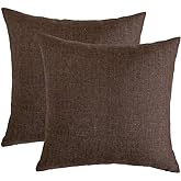 RainRoad Linen Decorative Throw Pillow Covers Cushion Cover Pillow Case for Sofa Couch Bed Chair, Soft Square Dark Brown Throw Pillows 18x18 Inch,Set of 2