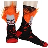 Bioworld IT Pennywise The Clown Fuzzy Hair Character Design Horror Film Men's Crew Socks 1 Pair