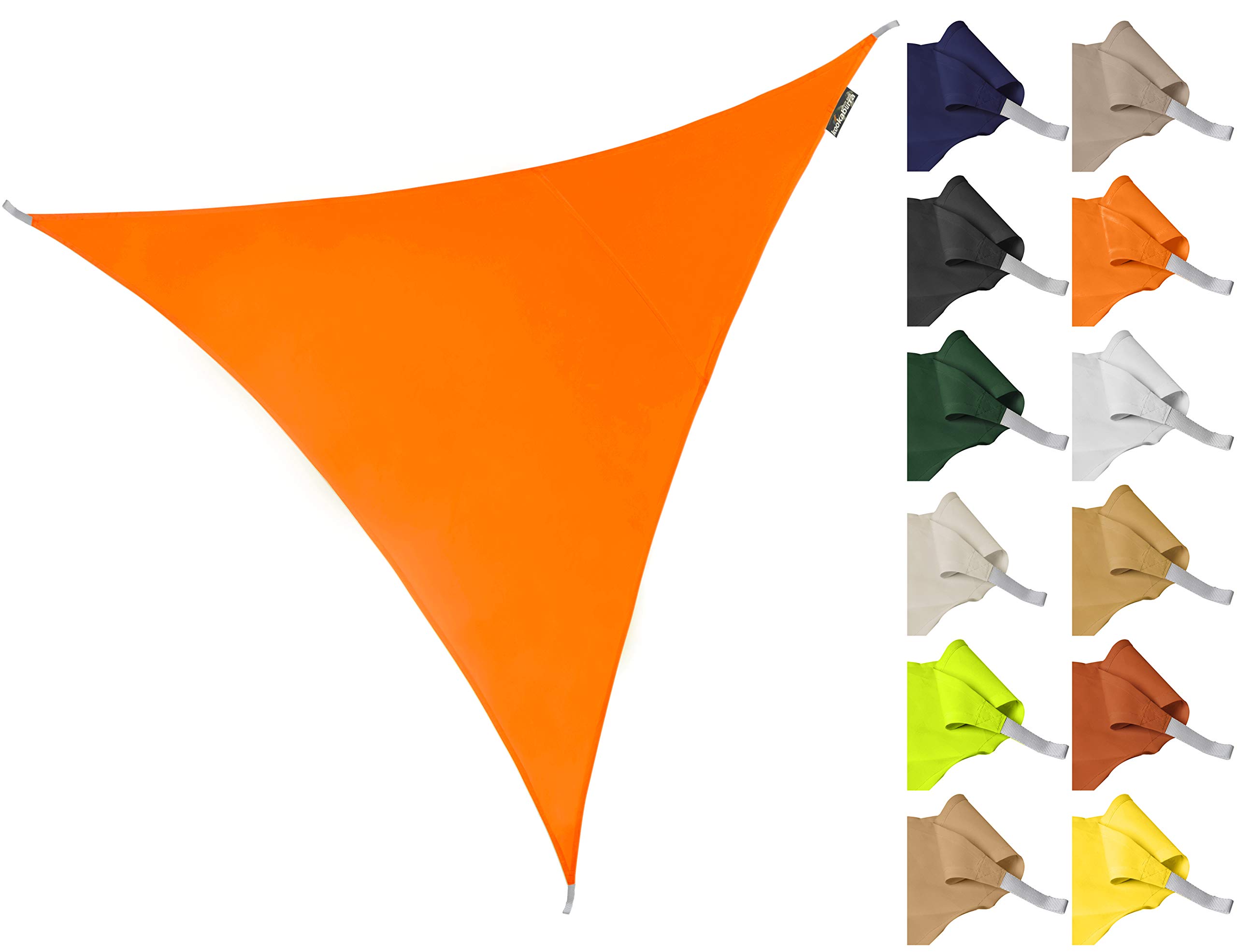 Kookaburra 2m Triangle Water Resistant Garden Patio Sun Shade Sail Canopy 96.5% UV Block with Free Rope(Orange)