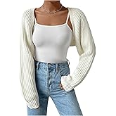 RoseSeek Women's Cropped Cardigan Sweaters Long Sleeve Open Front Bolero Shrugs Casual Knit Tops