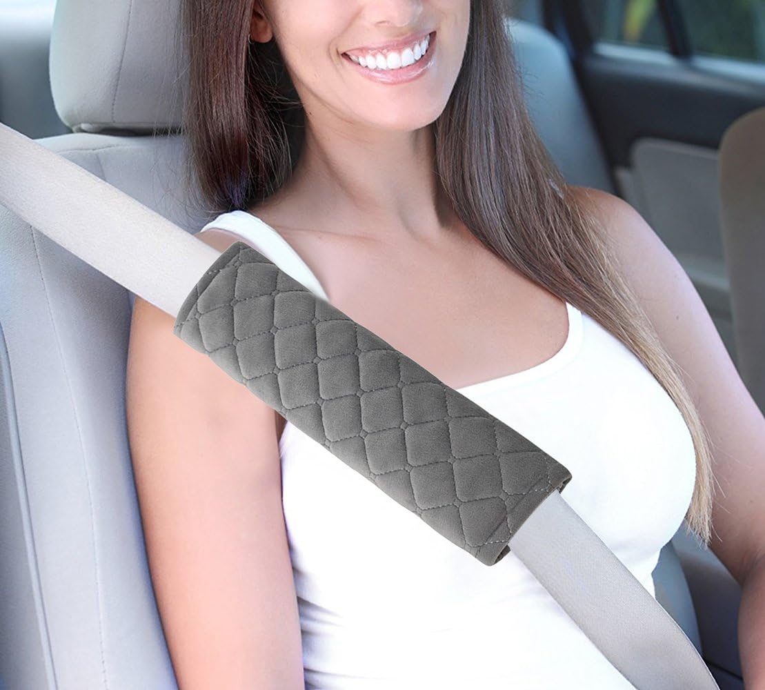 Golden Apple 2Pairs (4PCS) Car Seat Belt Shoulder Pad Cover Comfort Harness Pads Travel Seat Belt Cushion Seatbelt Strap (Gray) - Image 3